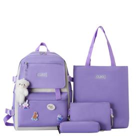 Ensemble de sacs d’école Kawai pour adolescents 4Pcs CLBD V1 Mauve – محفظة 4 قطع كاواي بنفسجي