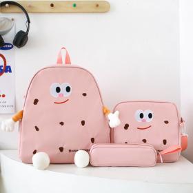 Ensemble de sacs d’école Kawai pour adolescents 3Pcs Language Rose – محفظة 3 قطع كاواي وردي