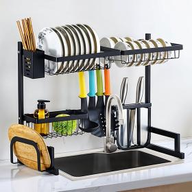 Égouttoir à Vaisselle en Acier Inoxydable avec Crochets pour comptoir de Cuisine – منظم أواني الغسيل في المطبخ